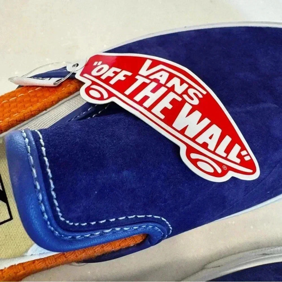 Vans Classic Slip On Suede Shoes Royale Blue Apricot Buff Men's 7 Women’s 8.5 - Picture 8 of 10